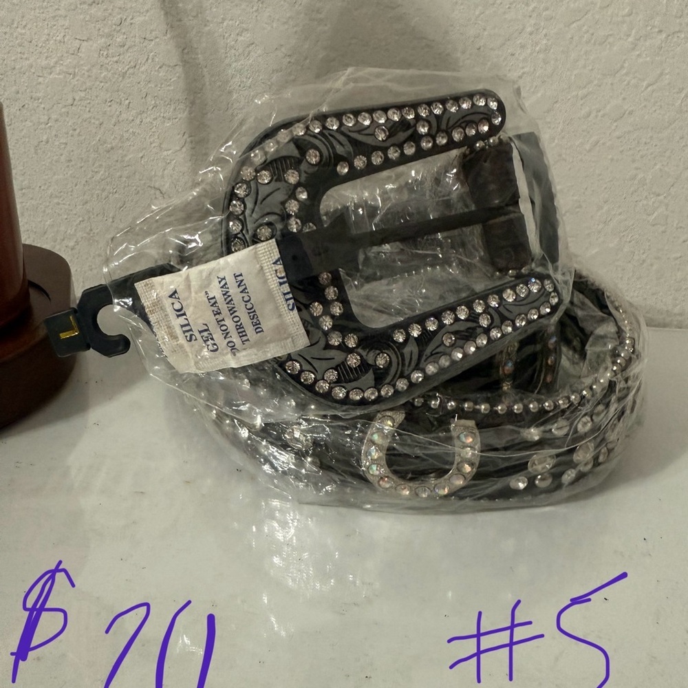 Black Rhinestone Western Belt